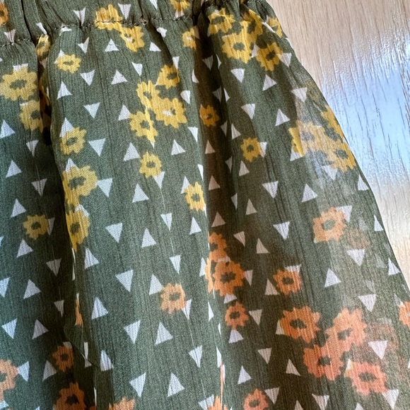 Mossimo Sheer Patterned Green Orange Yellow White Lined Skirt M Elastic Waist - Picture 2 of 8